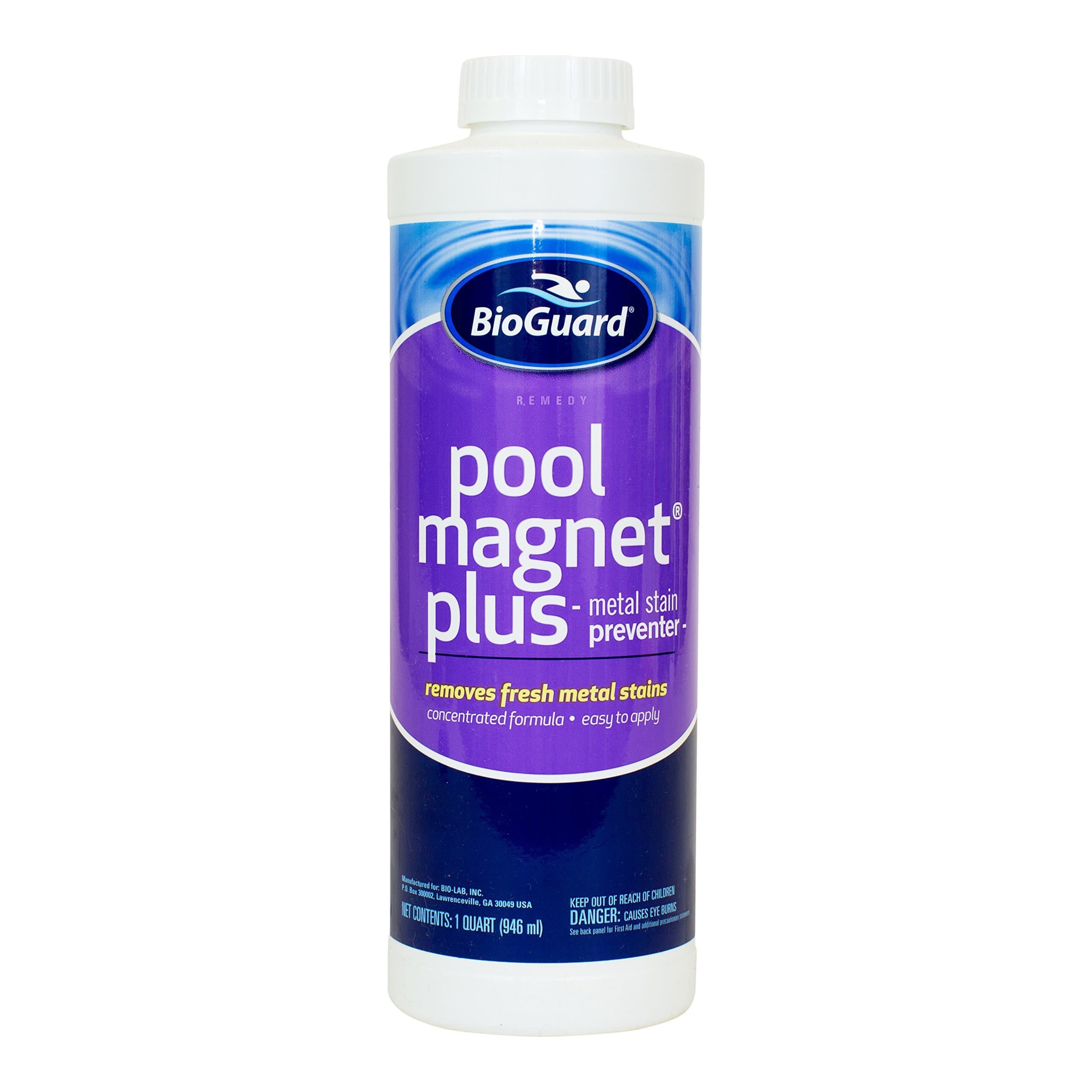 BioGuard Pool Magnet Plus, 1 Quart, Concentrated Formula, Metal Stain Preventer, Works Quickly & Easy to Apply Effective Pool Maintenance