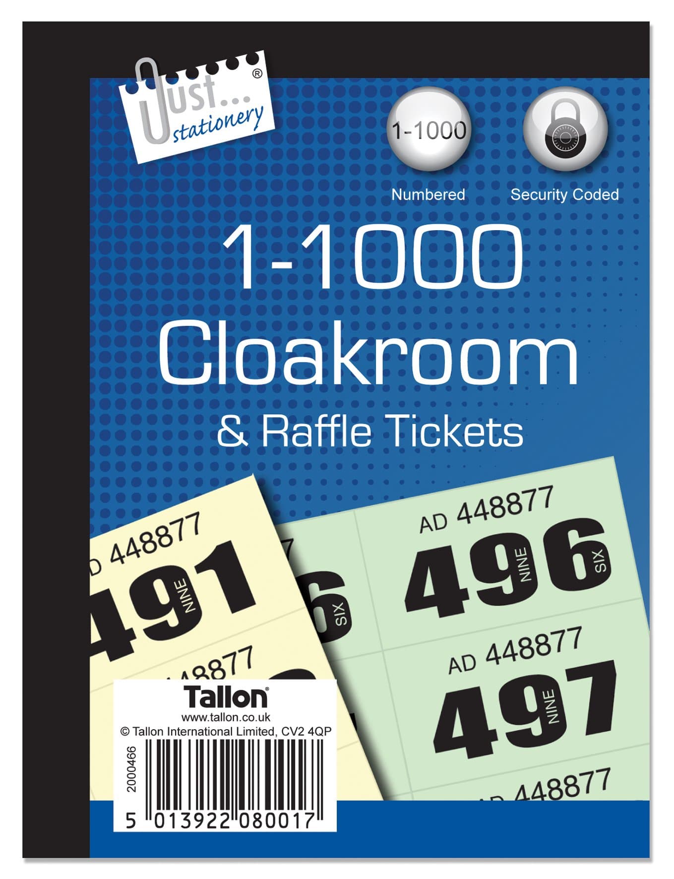 Tallon TA18001 Cloakroom Tickets