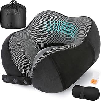 Cirorld Neck Pillow for Traveling, Travel Pillows for Airplanes,100% Pure Memory Foam Travel Neck Pillow, Adjustable Flight Pillow, Portable Plane Accessories with Eye Mask, Earplugs, Carry Bag