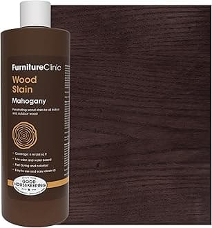 Wood Stain | Mahogany | Water Based | Fast Drying, Low Odor, & Non-Toxic | for Indoor & Outdoor Furniture and More | Multiple Finishes | (17oz / 500ml)
