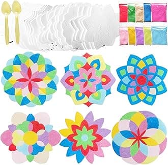 MLOLM 30 Sets Diwali Mandala Sand Art Kits Self Adhesive Rangoli Mandala Sand Painting for Adult DIY Sand Art Pictures with 10 Colorful Sand for Indian Festivals Gifts Diwali Party Decor Supplies