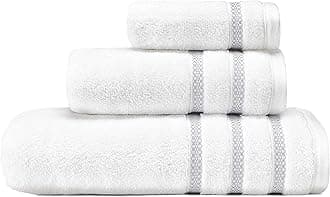 Bath Towels, 100% Soft & Absorbent Terry Cotton, Low Linting and Fade Resistant, Medium Weight Bathroom Towels (Textured Trellis Grey, 3 Piece)