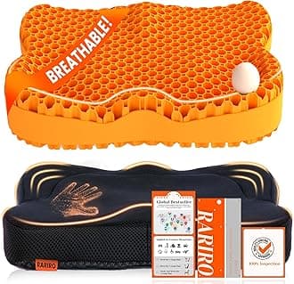 Thickened Gel Seat Cushion, Egg Gel Chair Pads for Wheelchair Pressure Coccyx Sciatica Pain Relief, Cooling Desk Seat Cushion for Kayak, Car, Office Chair Long Sitting[Orange-2.75"]