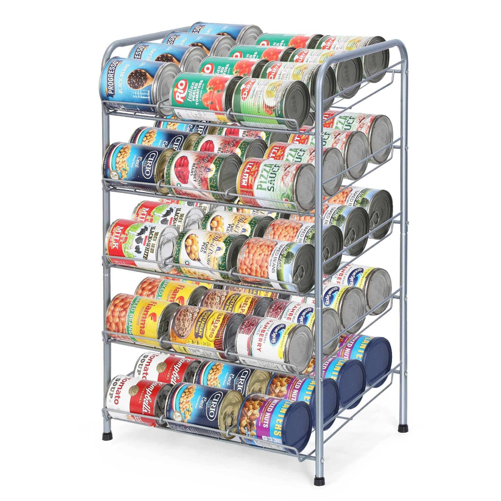 MOOACECan Rack Organizer, 5 Tier Can Storage Dispenser Holds up to 60 Cans for Pantry Kitchen Cabinet, Silver