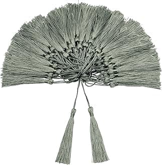 VAPKER 100 Pieces Light Cyan Color 13cm/5-Inch Silky Handmade Soft Tassels Floss Bookmark Tassels with 2-Inch Cord Loop for Jewelry Making, DIY Projects, Bookmarks