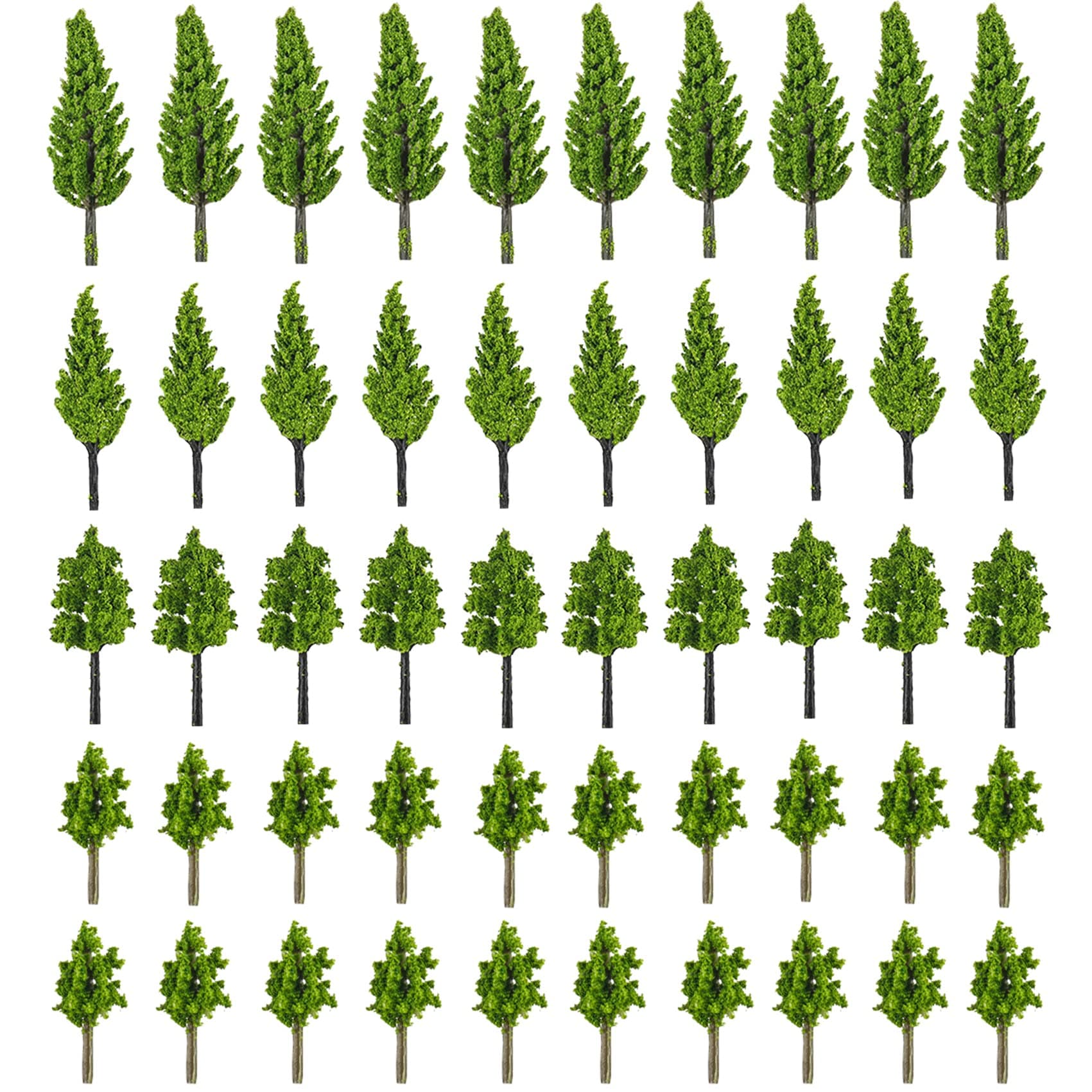 CYH 50 Pcs Mixed Model Trees, Landscape Model Diorama Trees Mixed, Miniature Architectural Landscape Model Railway Trees Natural Green for DIY Model Train Scenery Landscape
