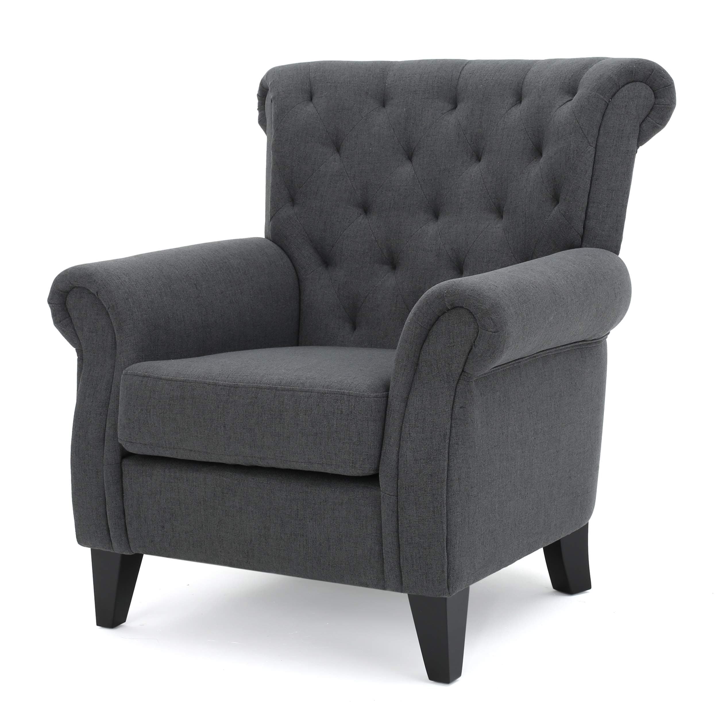Christopher Knight Home Merritt Fabric Tufted Chair, Dark Grey
