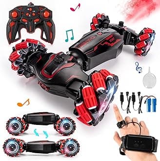 - 4WD Remote Control Gesture Sensor Car,Hand Controlled RC Stunt Car,Double-Sided Vehicle 360° Rotation with Light and Music Spray, Watch Toy Cars for Boys & Girls Birthday