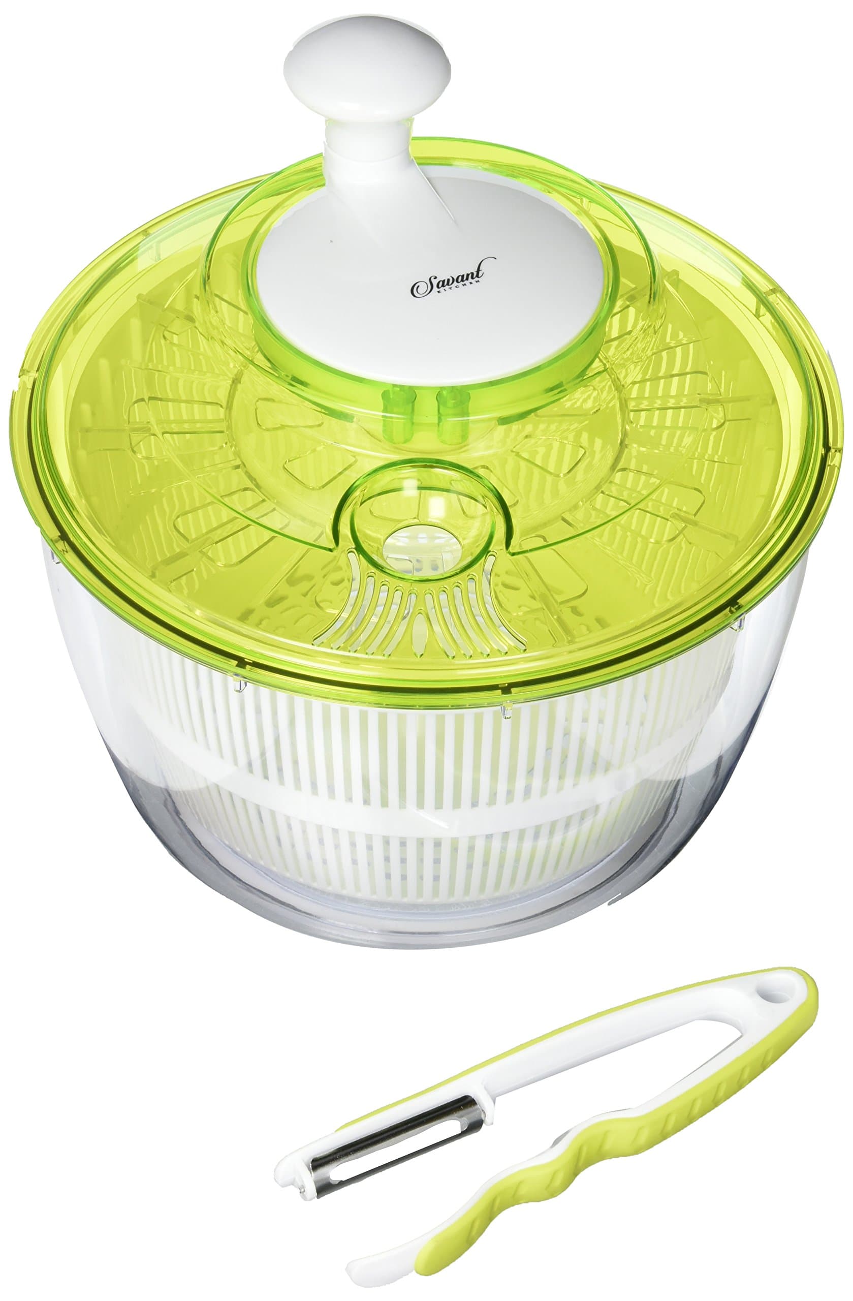 Jumbo Salad Set Large Salad Spinner 5L - Easily Spin & Dry Salads & Vegetables - Perpetual Peeler and eBook included