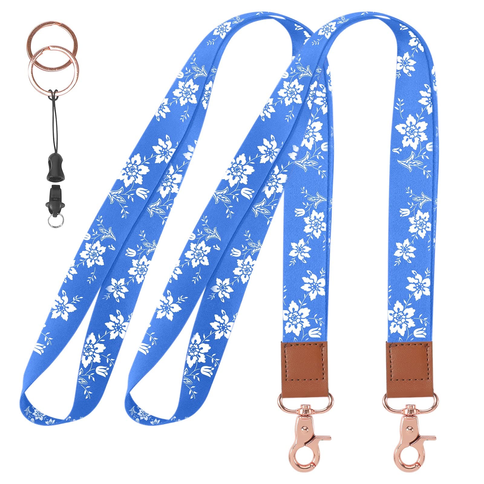 VANANSA 2 Pack Wrist and Neck Lanyards for ID Badge Key Ring Holder Lanyard Badge