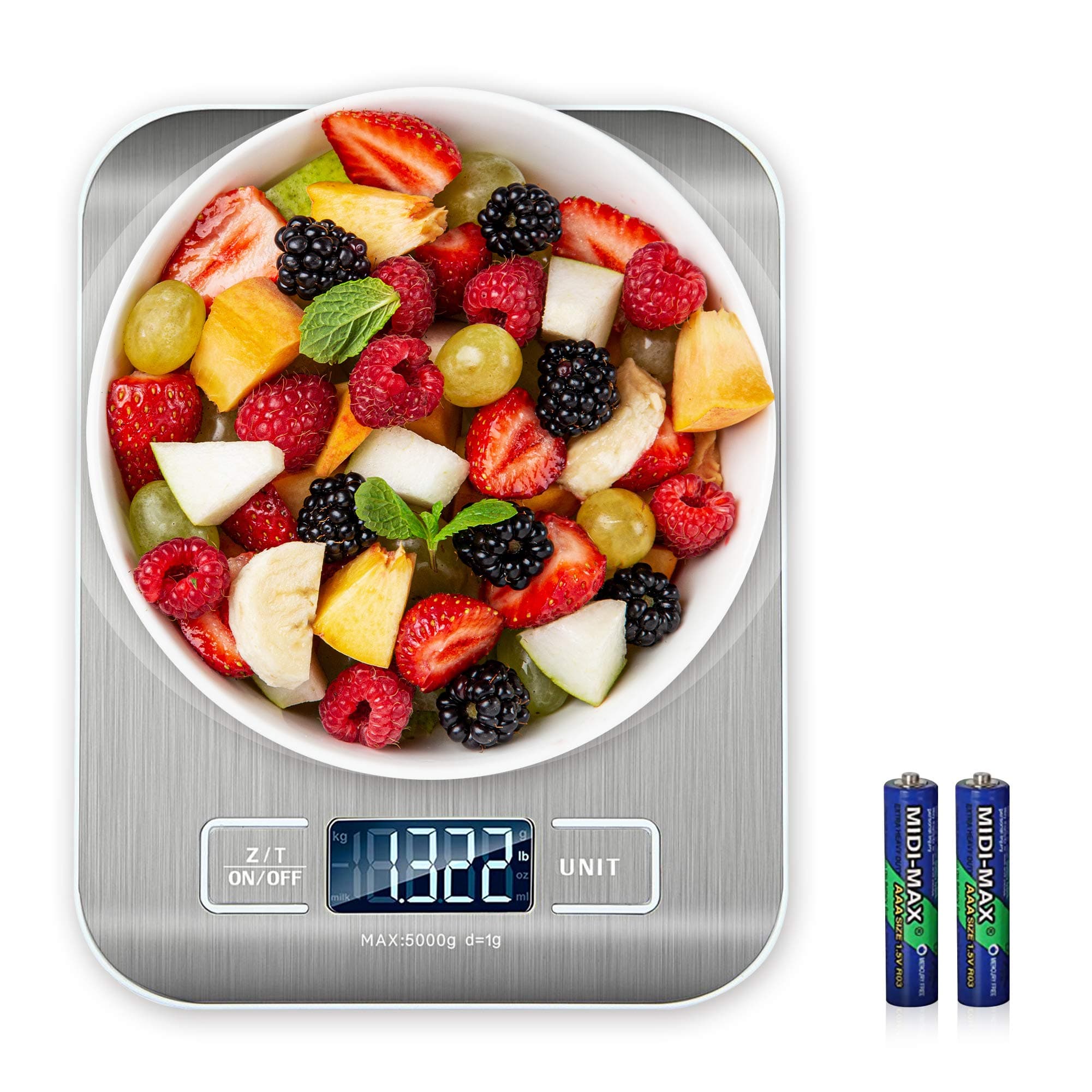 Innovegic Kitchen Scale – Food Scale for Baking, Cooking and Dieting – 5 kg Capacity Scale for Food – Premium Stainless-Steel Digital Scale – Tare Function – High-Precision Sensor – Backlit LCD Screen