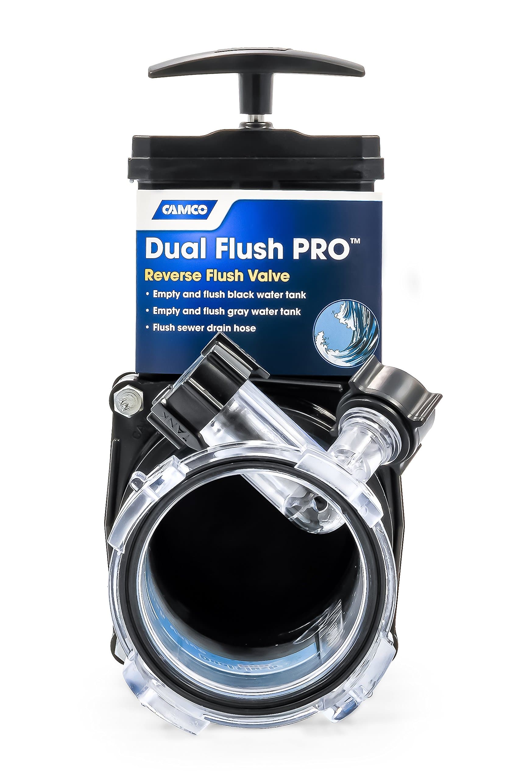 Dual Flush Pro Camper/RV Holding Tank Rinser - Features 3-Inch Gate Valve & Reverse Flush Valve - Empties & Flushes RV Black Water Tanks and RV Sewer Hose (39062)