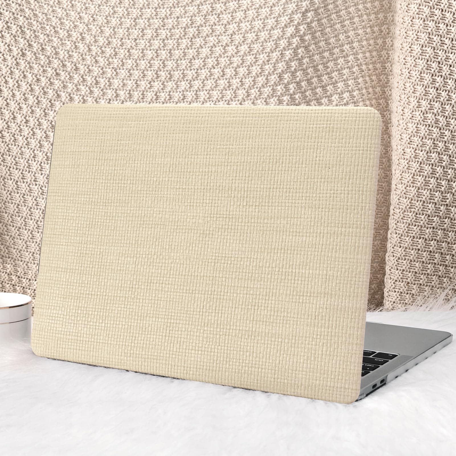 Seorsok Compatible with MacBook Pro 13 inch Case M2 2023,2022,2021-2016 A2338 M1 A2251 A2289 A2159 A1989 A1708 A1706,Elegant Leather Plastic Hard Shell Case with Keyboard Cover,Khaki No Logo Cutout