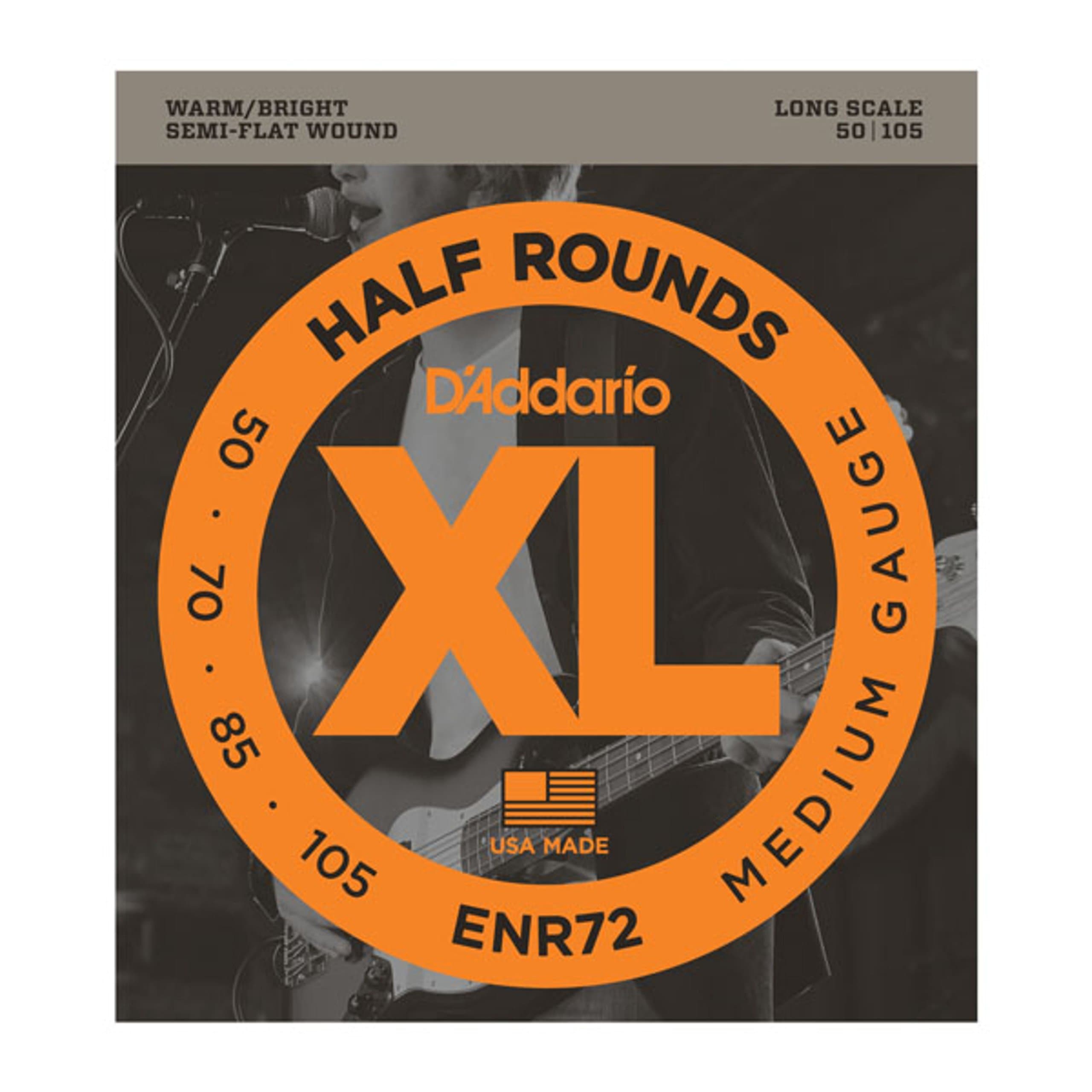 D'Addario ENR72 Half Round Bass Guitar Strings, Medium, 50-105, Long Scale