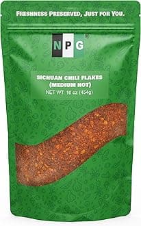 NPG Authentic Sichuan Chili Flakes 16 Ounces, Medium Hot, Szechuan Crushed Red Pepper Flakes Bulk, Essential Spice Seasoning for Making Kimchi, Chili Oil, Stir-fry, Pizza, Salads, and Tacos