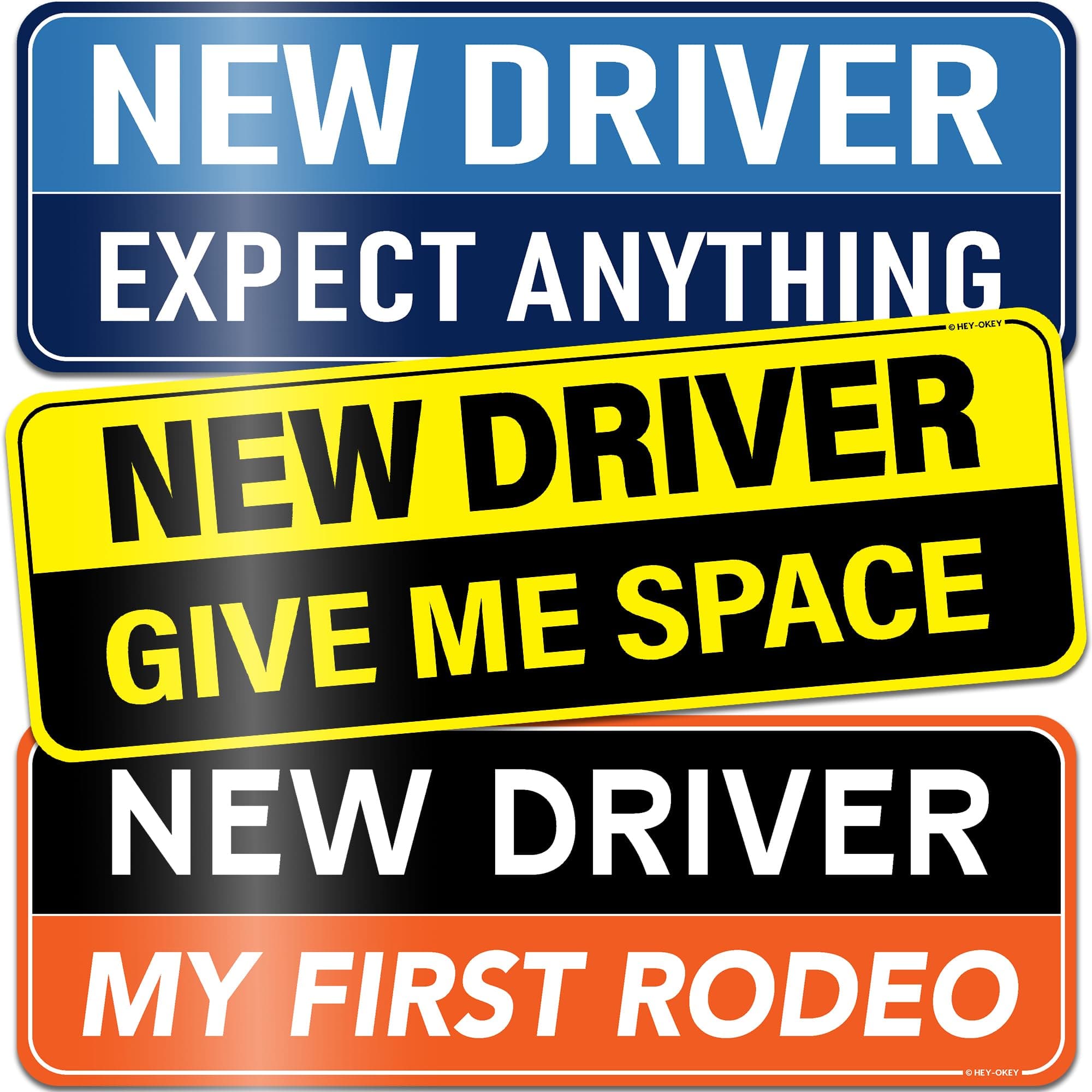 3-Pack HEY-OKEY New Student Driver Magnet for Car – Metal Only (Not for Plastic/Aluminum) – Funny Please Be Patient Reflective Magnetic Bumper Sticker – Removable Rookie Safety Signs – 10 x 3.5 in