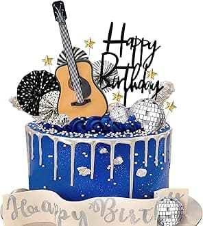 15 PCS Guitar Cake Toppers Music Theme Birthday Cake Decorations for Musical Theme Parties