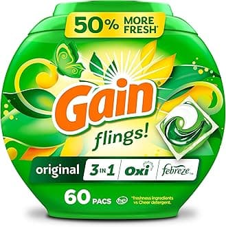 flings! Laundry Detergent Soap Pacs HE Compatible 60 ct Long Lasting Scent Original Scent