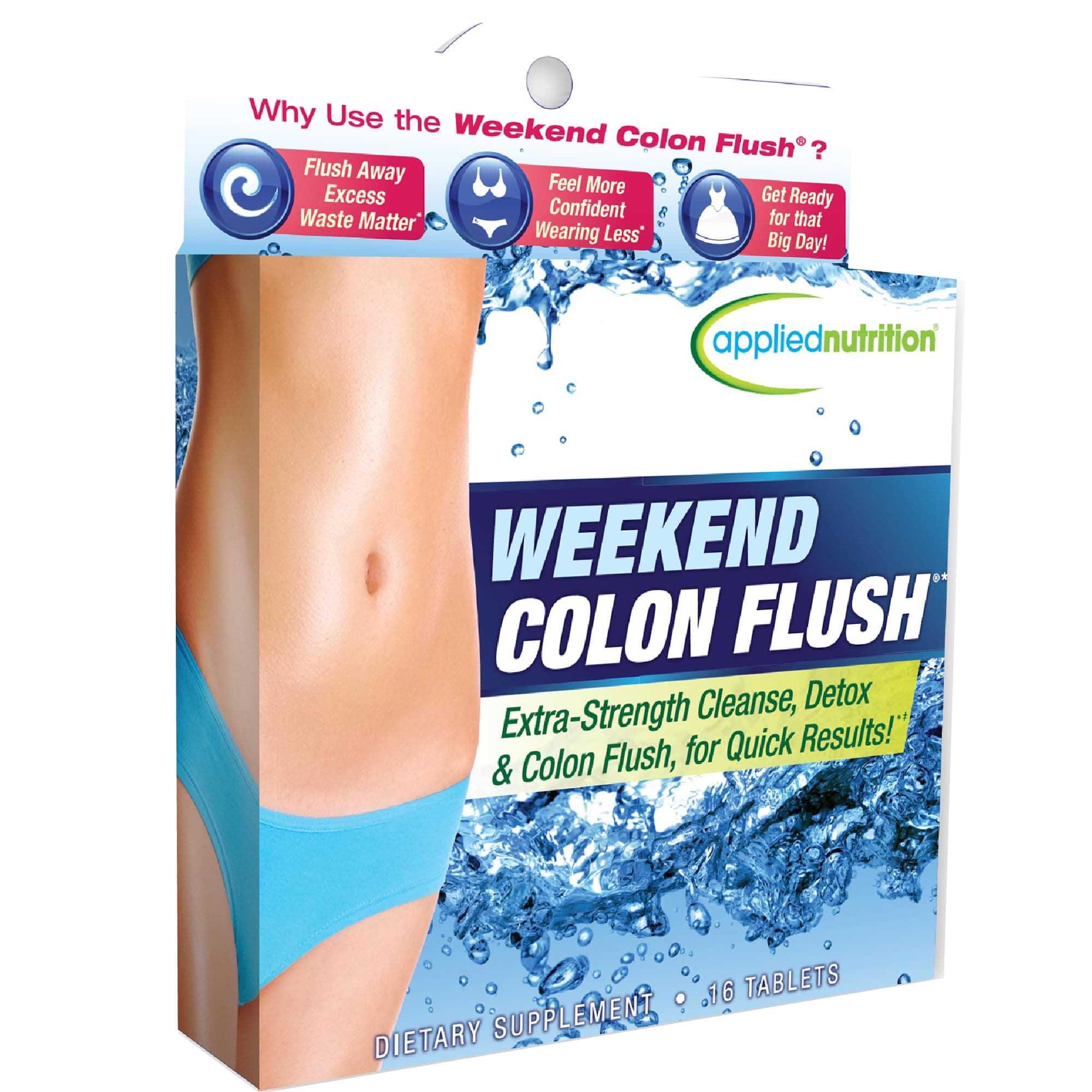 Applied Nutrition Weekend Colon Flush - 16 Tablets - Eliminate Several Pounds of Waste Matter in Just 3 Days - 8 Servings