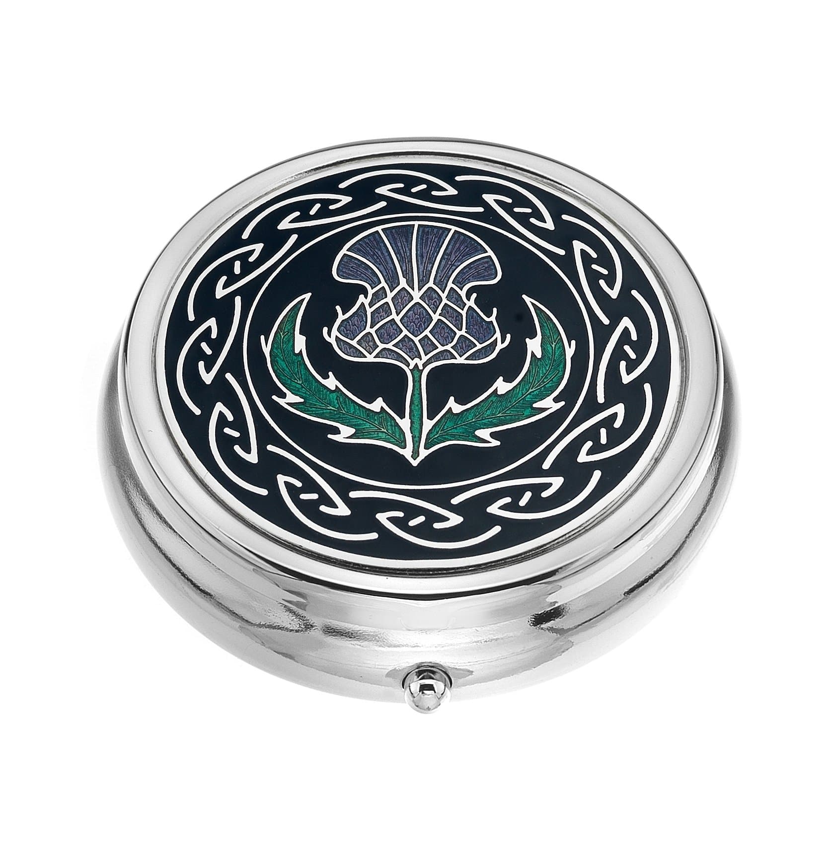 Sea Gems presented by Celtic Glass Designs Pill Box (large size) in a Scottish Thistle Design.