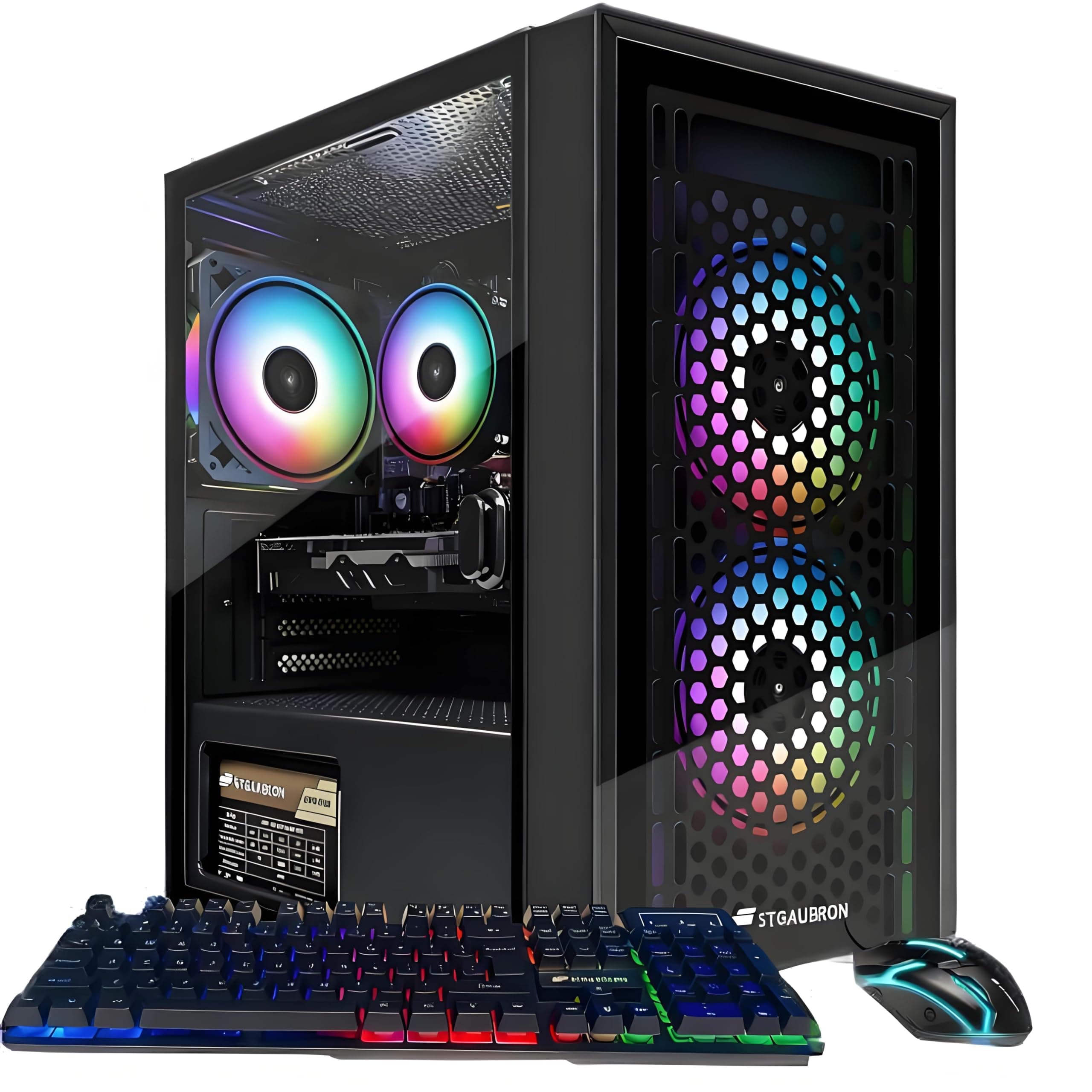STGAubron Gaming PC Computer Desktop, Radeon RX 560 4G GDDR5, Intel Core i5 up to 3.6G, 16G RAM, 512G SSD, WiFi 6, BT 5.0, RGB Fan x 3, Windows 11 Home