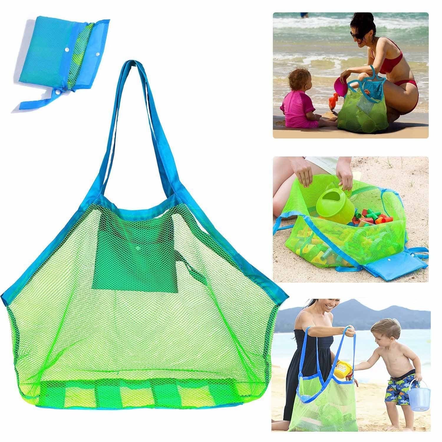 SupMLC Mesh Extra Large Beach Bags and Totes - Tote Backpack for Beach Toys, Towels, Sand, Market, Grocery, Picnic