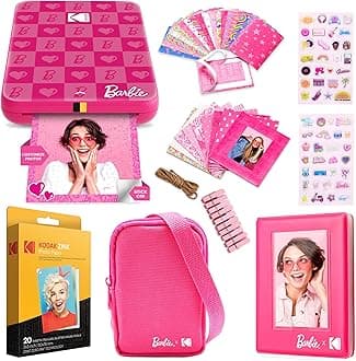 Kodak x Barbie Step Slim Wireless Instant Portable Photo Mobile Printer Gift Bundle (Iconic Style)+ Barbie Camera Case, Photo Album, Sticker & Hanging Frames, 50 Stickers + Zink Paper (20 Sheets)