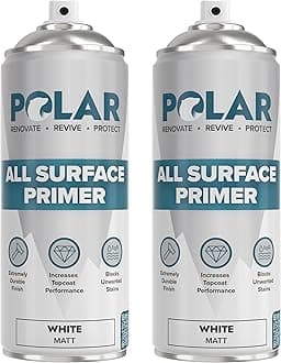 - Polar All Surface Primer Matte White - 2 x 13.5 Fl Oz - Ideal for Wood, Metal, Plastic, Brick - Enhanced Adhesion & Quick Drying