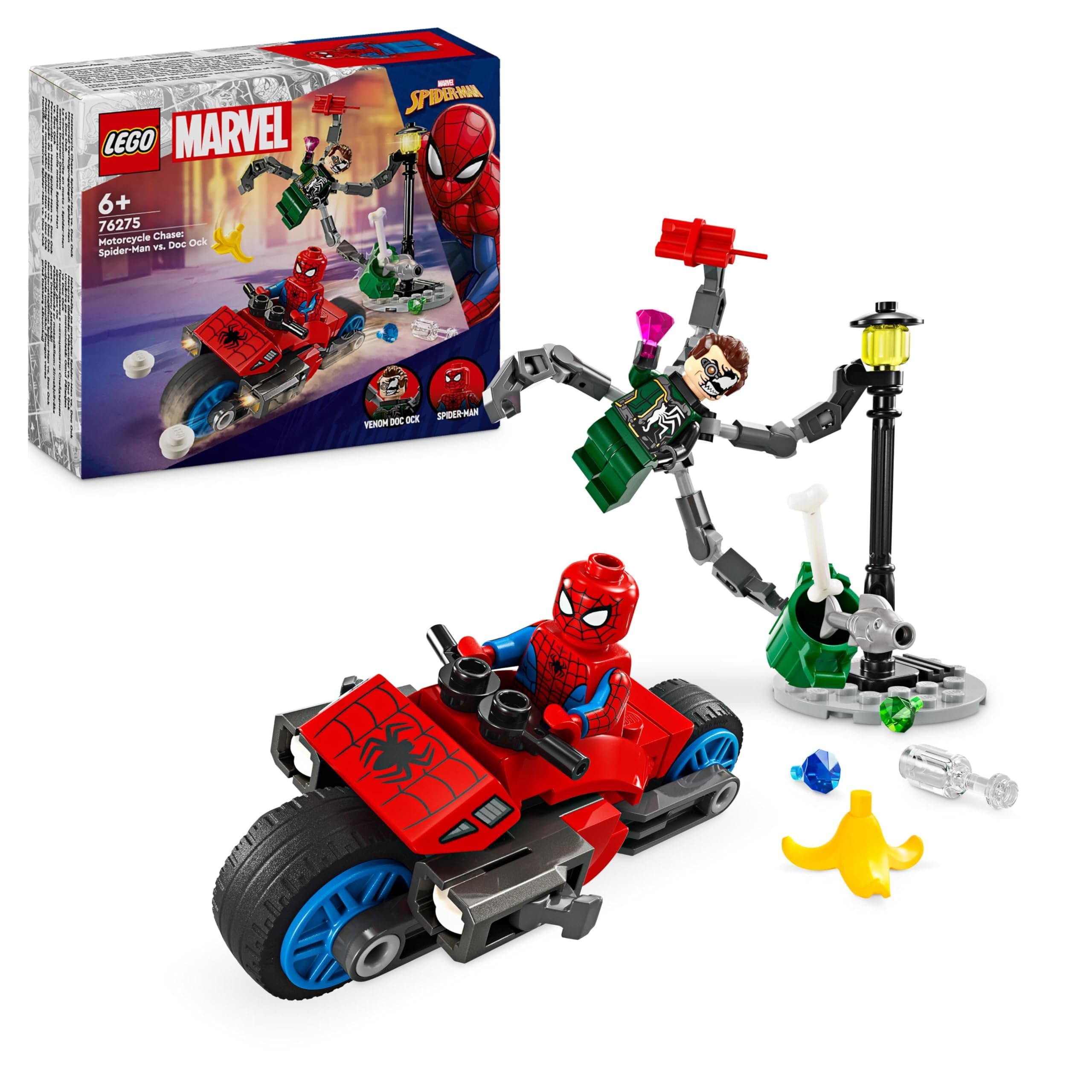 LEGO Marvel Motorcycle Chase: Spider-Man vs. Doc Ock 76275 (77 Pieces)