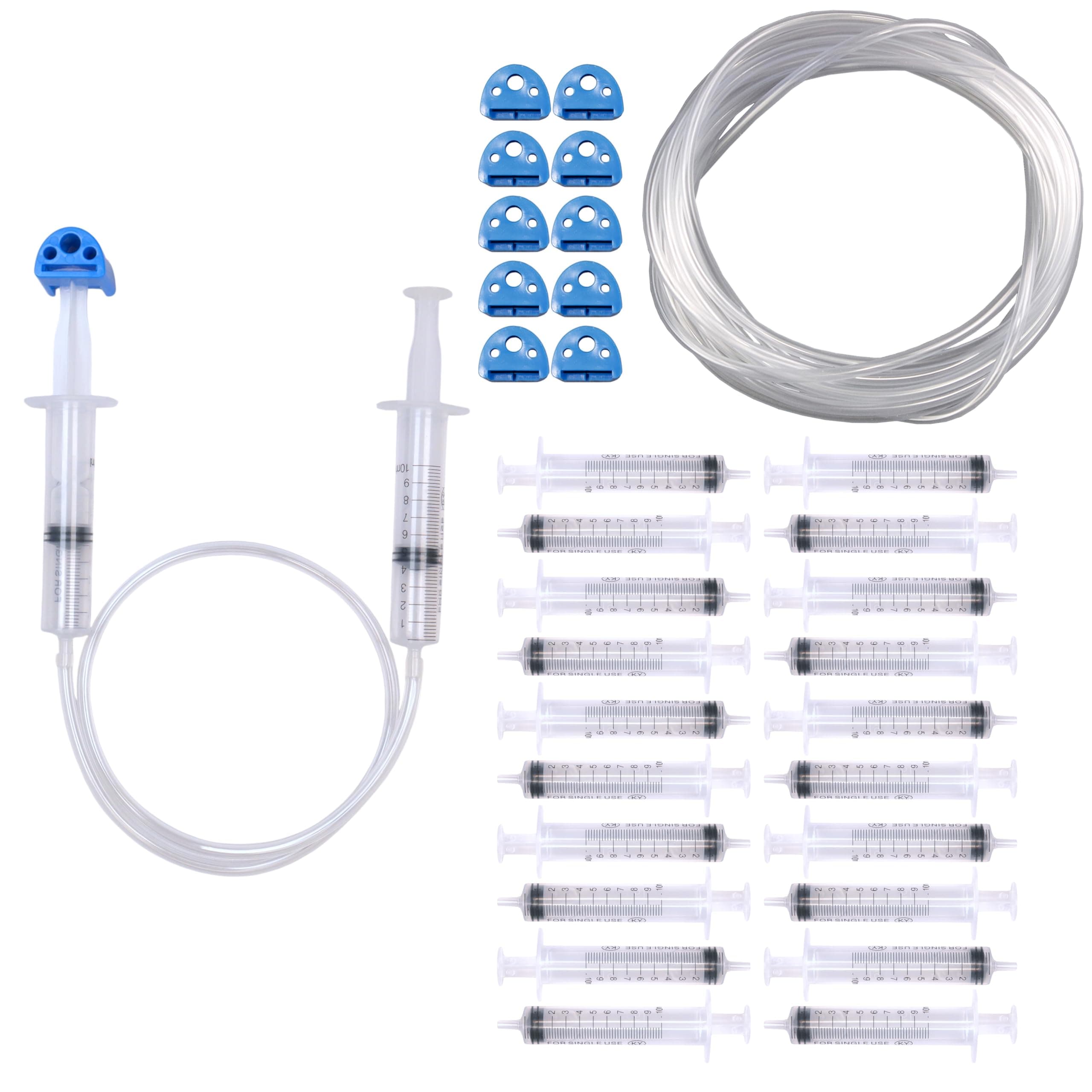 Hydraulic and Pneumatic Bulk Kit, 10-Pack – 20 Plastic Syringes, 10 Adapters, and 15-ft Vinyl Tubing for Hydraulic and Pneumatic STEM Projects