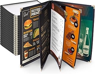Yescom 20 Pack of Menu Covers 8.5"x14inches 5 Pages 10 Views Bar Cafe Restaurant Book Black Folder
