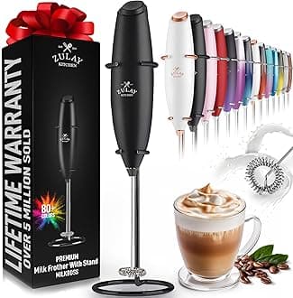 Powerful Milk Frother Handheld Foam Maker for Lattes - Whisk Drink Mixer - Coffee, Mini Foamer for Cappuccino, Frappe, Matcha & Creamer by Milk Boss (Z1 Motor Max, Jet Black) Battery