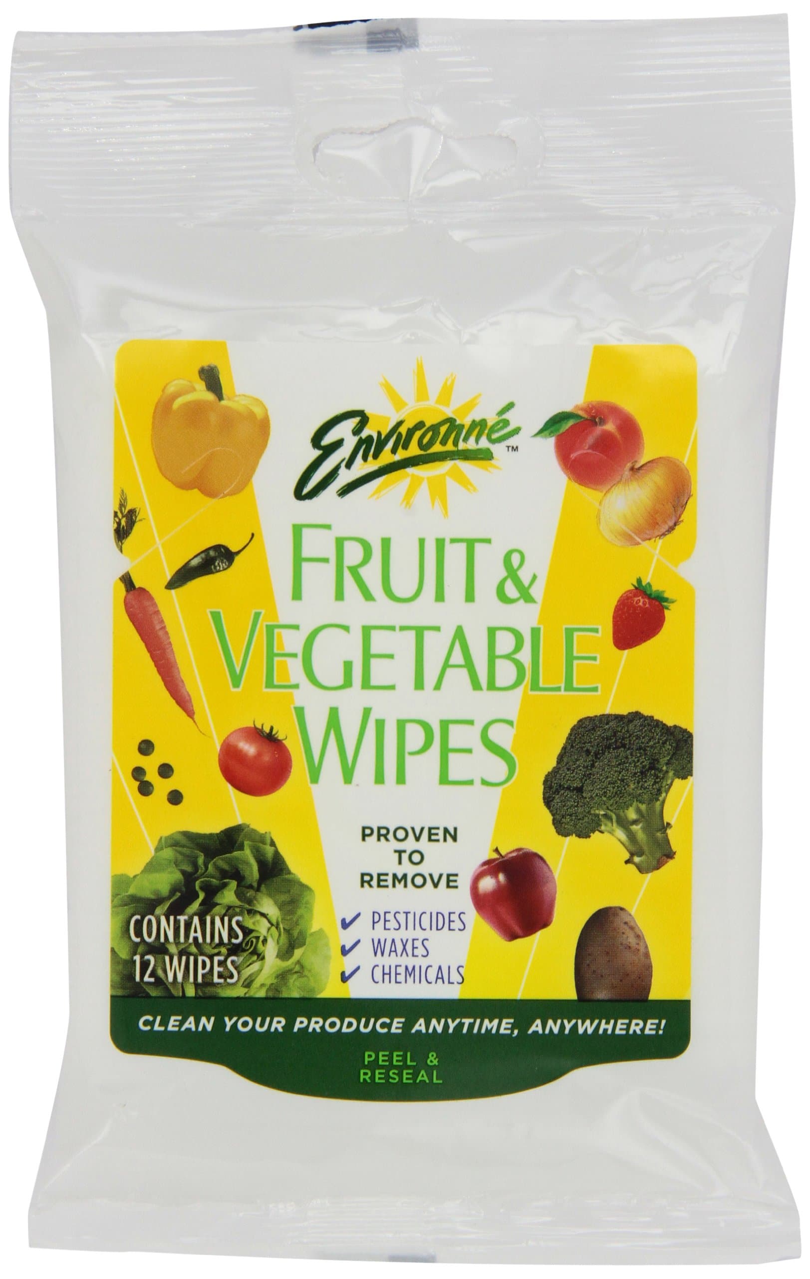 Environne Fruit & Vegetable Wipes, 12-Count Pouches (Pack of 6)