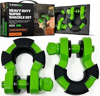 Super D Ring Shackles (2-Pack) - 70,548lb Break Strength – Heavy Duty 3/4" Clevis Shackle with 7/8 Pin for Towing & Off-Road Use - Pairs with Tow Strap for Vehicle Recovery (Green)