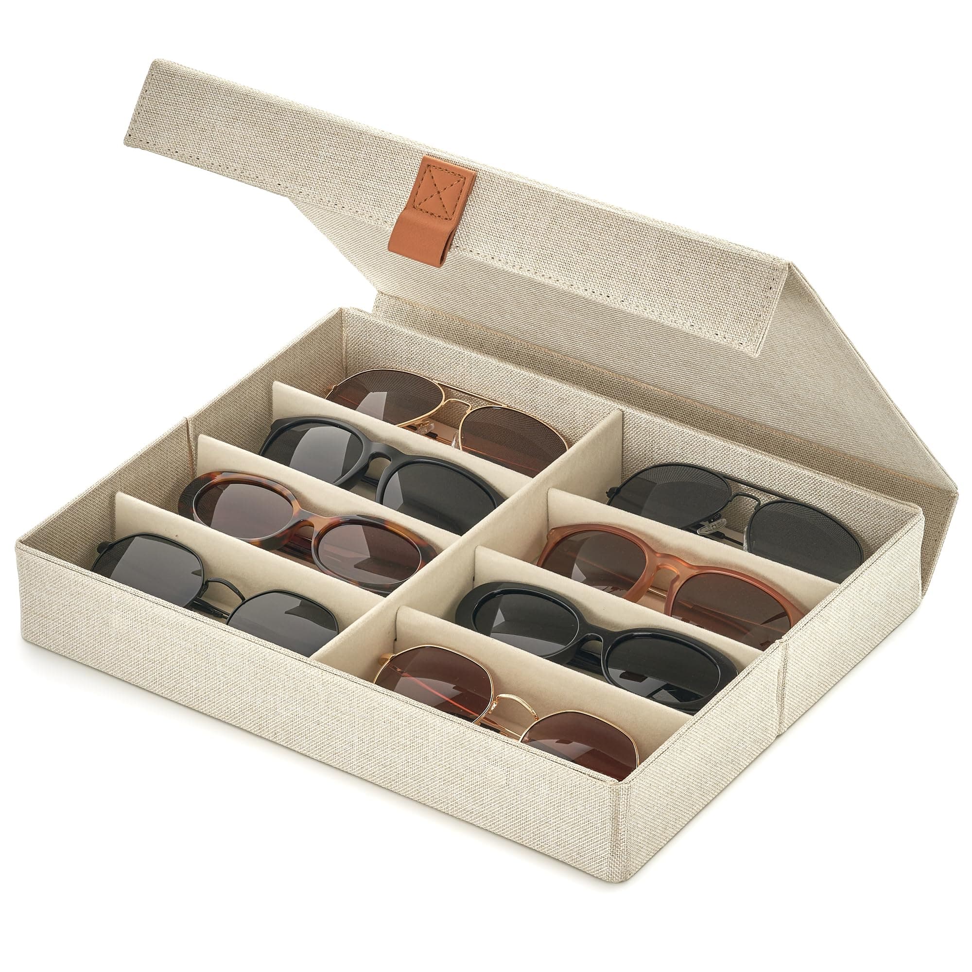 Beautiful Sunglass Storage Organizer For 8 Pairs - Stylish Case/Holder Displays Your Glasses And Protects From Dust