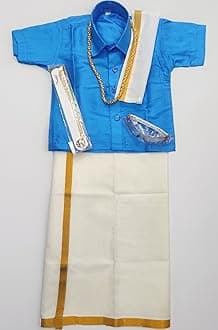 Kanchipuram silk with lining Dhoti And Accessories For Boys Traditional Dress Short Sleeve Shirts