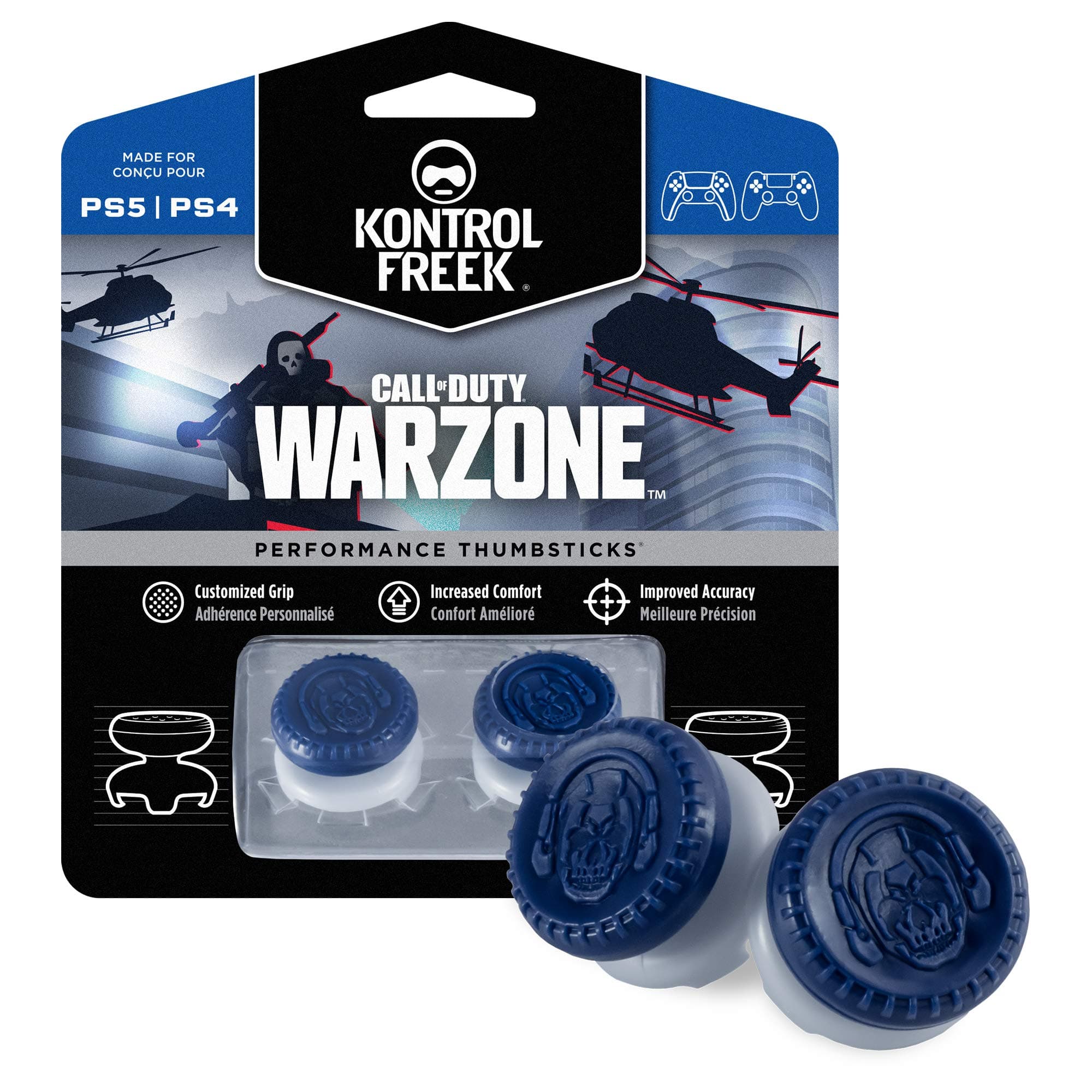 KontrolFreek FPS Freek COD Warzone PS4 Thumb Grips - Blue/Grey