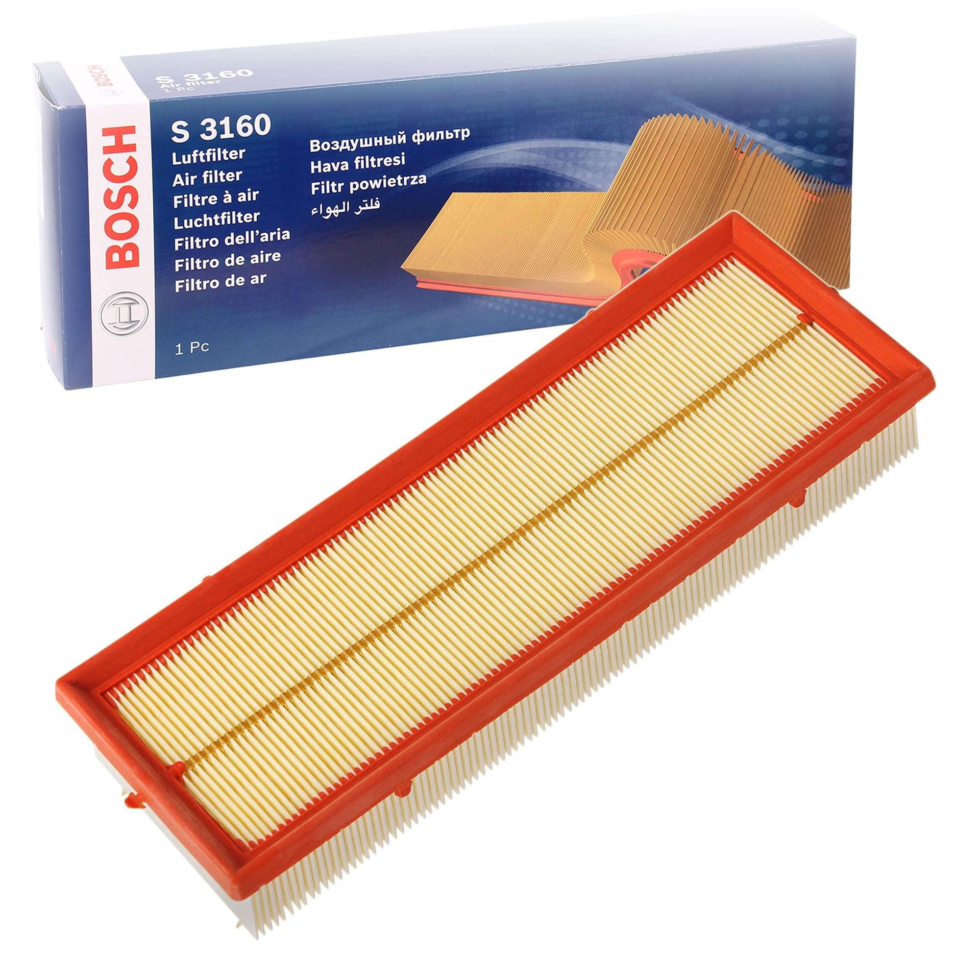 Bosch S3160 Car Air Filter - Separates Particles from the Air Intake - Moisture-resistant plus High Tensile Strength