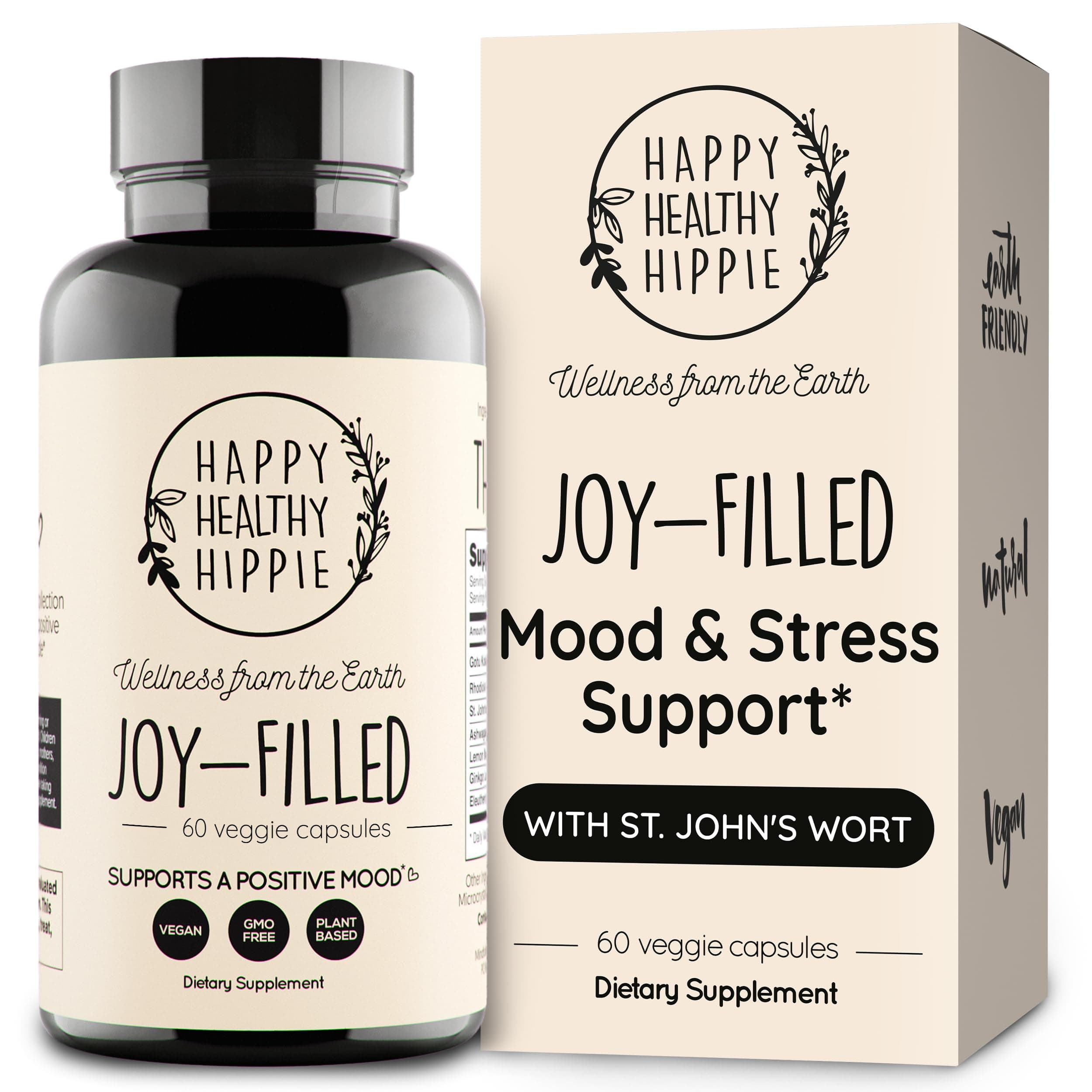 Joy-Filled | 100% Plant-Based Supplement for Anxiety & Depression Relief | Helps Relax The Mind, Boosts Mood, Relieve Stress | Contains 7 Powerful Herbs, Non-GMO, 60 Vegan Capsules