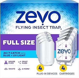 4 flying insect traps and 4 cartridges, fly trap and indoor insect catcher for mosquito nets, house and fruit flies, no mess, use in any room,