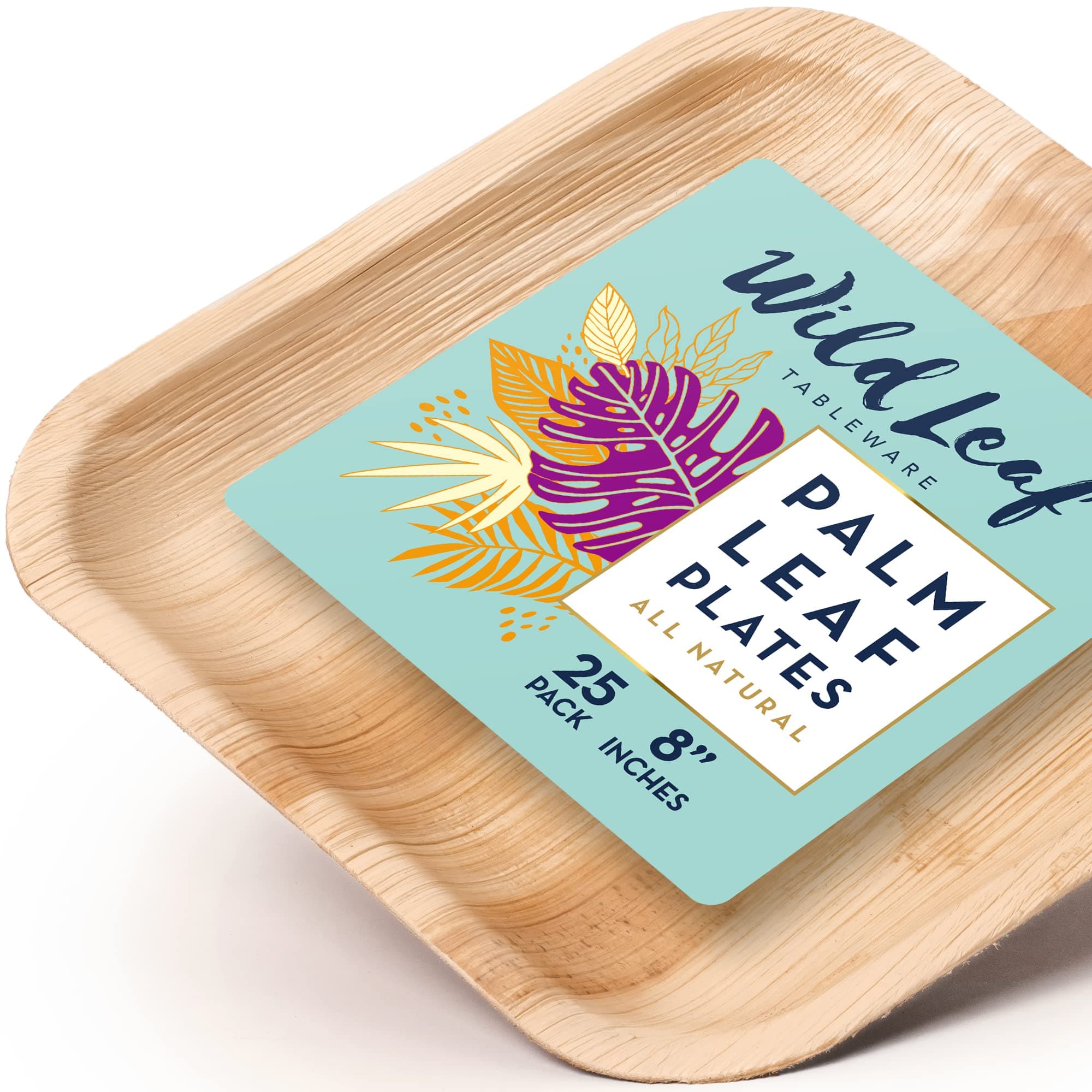 All Natural Palm Leaf Paper Plates, 8 Inch / 25 Pack. Biodegradable, Heavy Duty Party Plates - Comparable to Bamboo Wood Fiber - Elegant and Eco Friendly Tableware by Wild Leaf