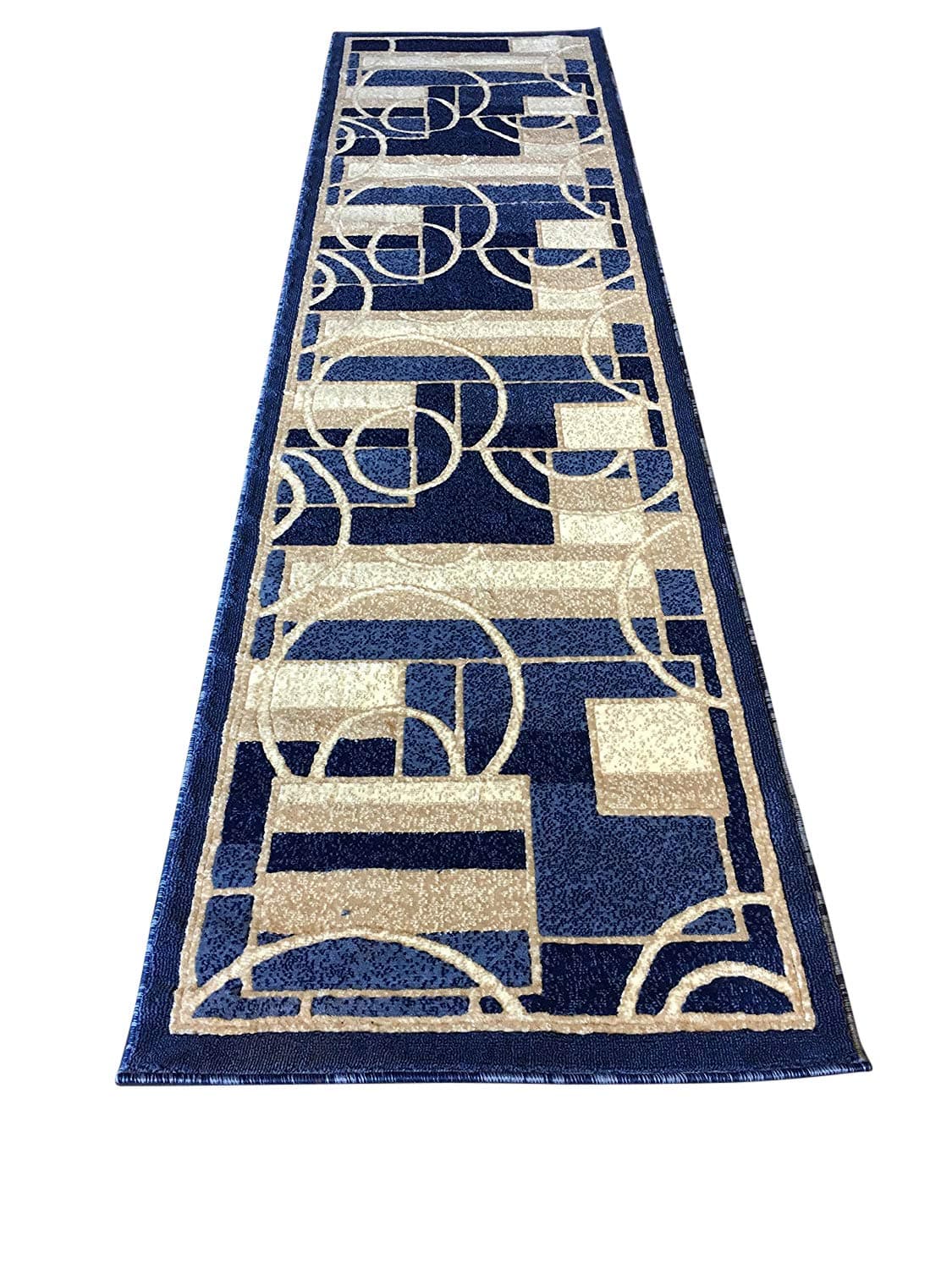 Carpet Kings Modern Long Runner Area Rug Blue Design #115 (32 inches X10 feet)