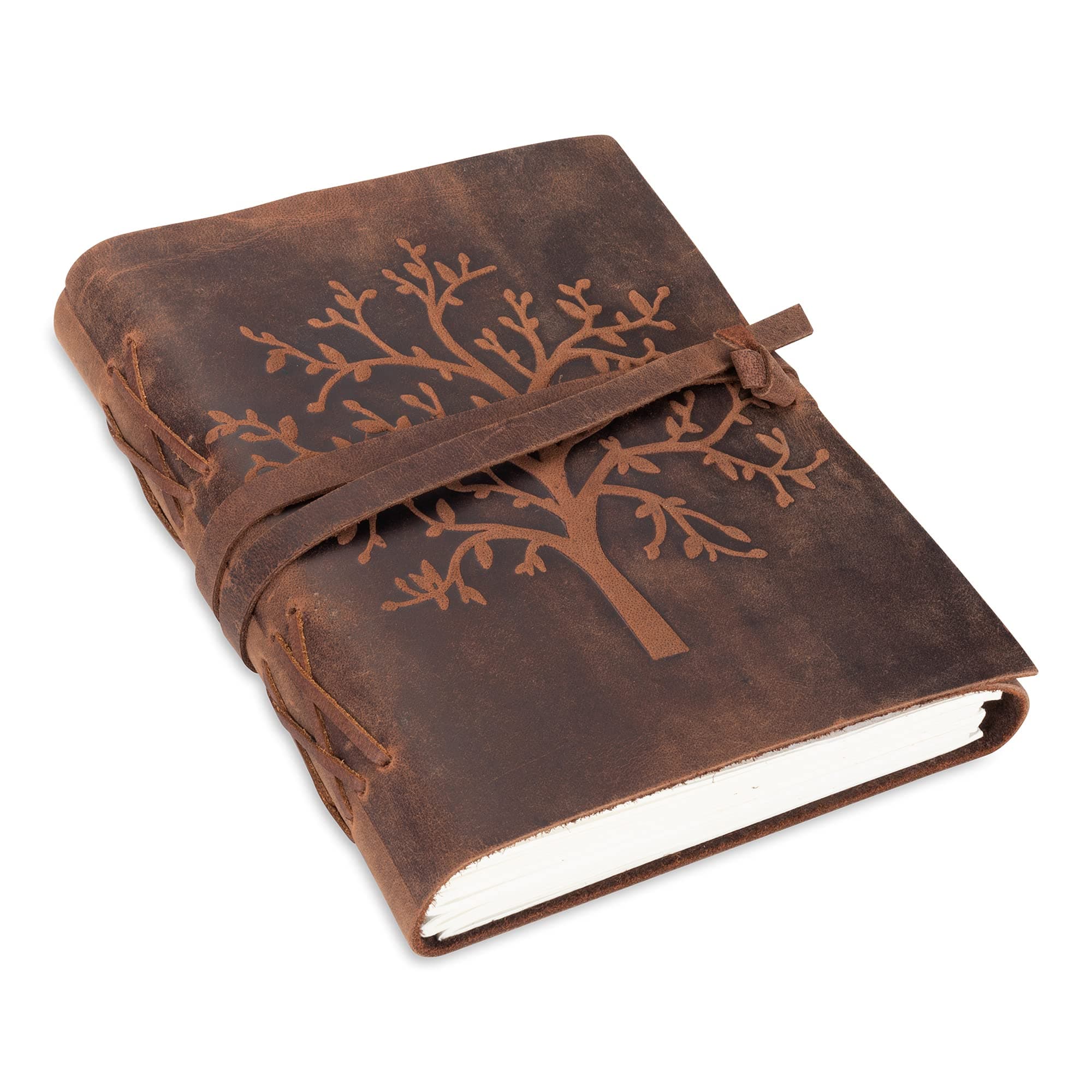 moonster Leather Journal Tree of Life Writing Notebook Handmade Leather Bound Daily Notepads for Men and Women Blank Paper 18x13 cm - Great for Art Sketchbook, Travel Diary and Journals to Write in