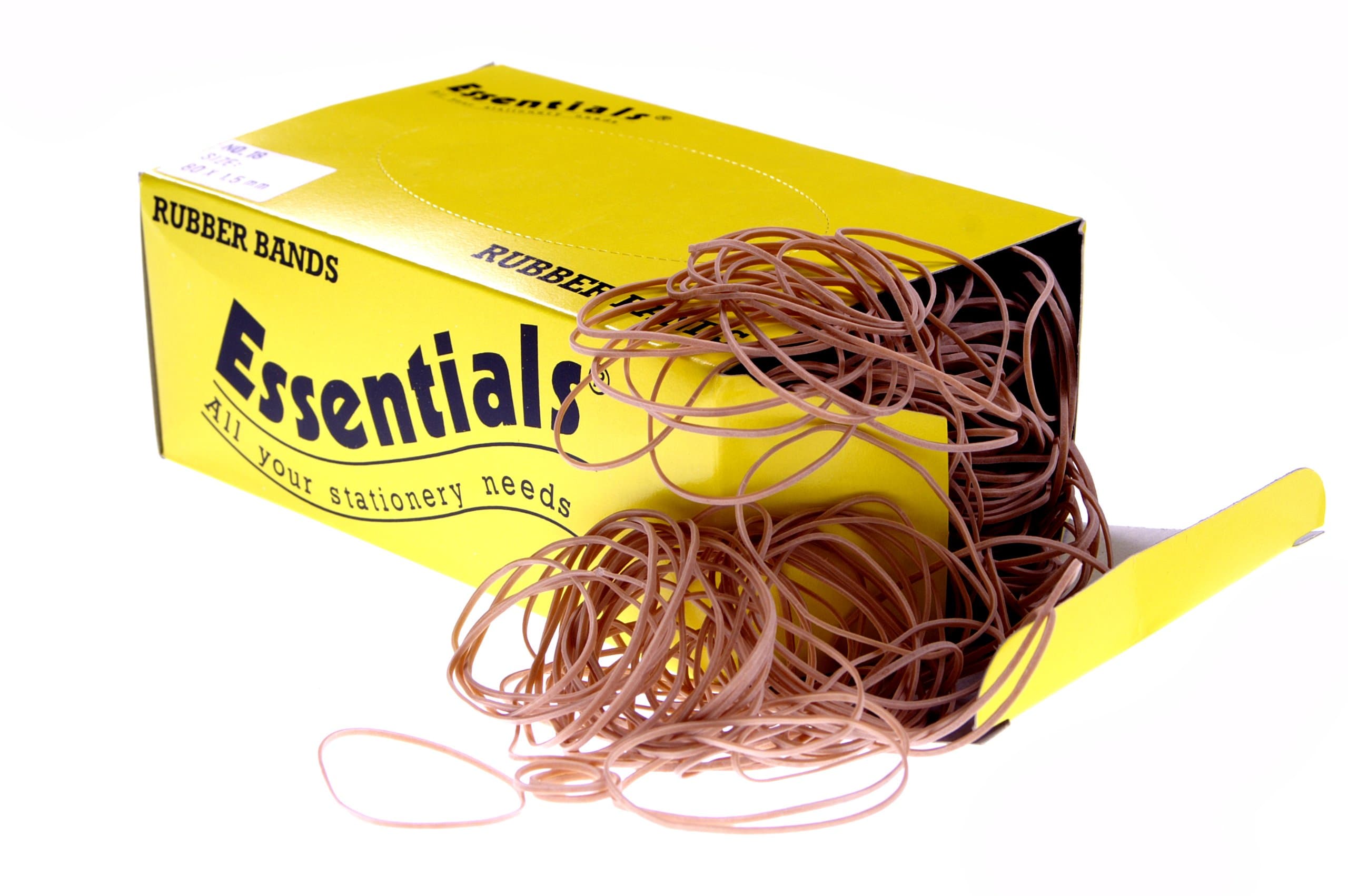 Essentials Whitecroft 25521 No 32 3x80mm Natural Rubber Bands (Box of 454g)