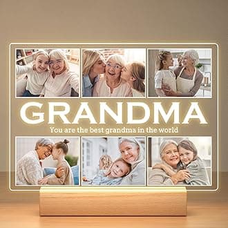 Personalized Gifts for Grandma from Daughter Son, Custom Picture Frames with Photos, Customized Photo Frame with Night Light, Personalized Birthday Gifts for Grandma Baby Kids Family