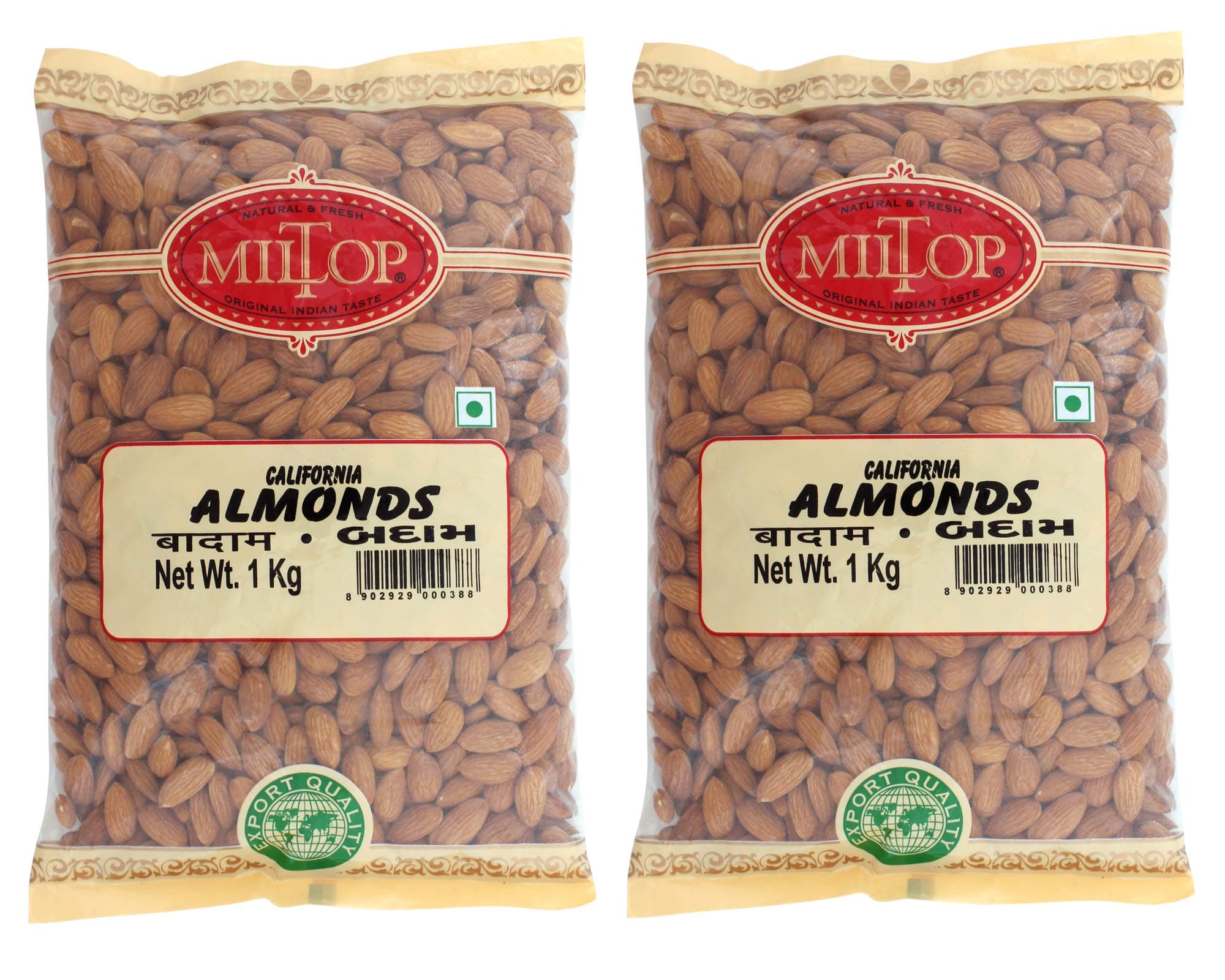 MILTOP California Almonds, 2 Kg, Whole