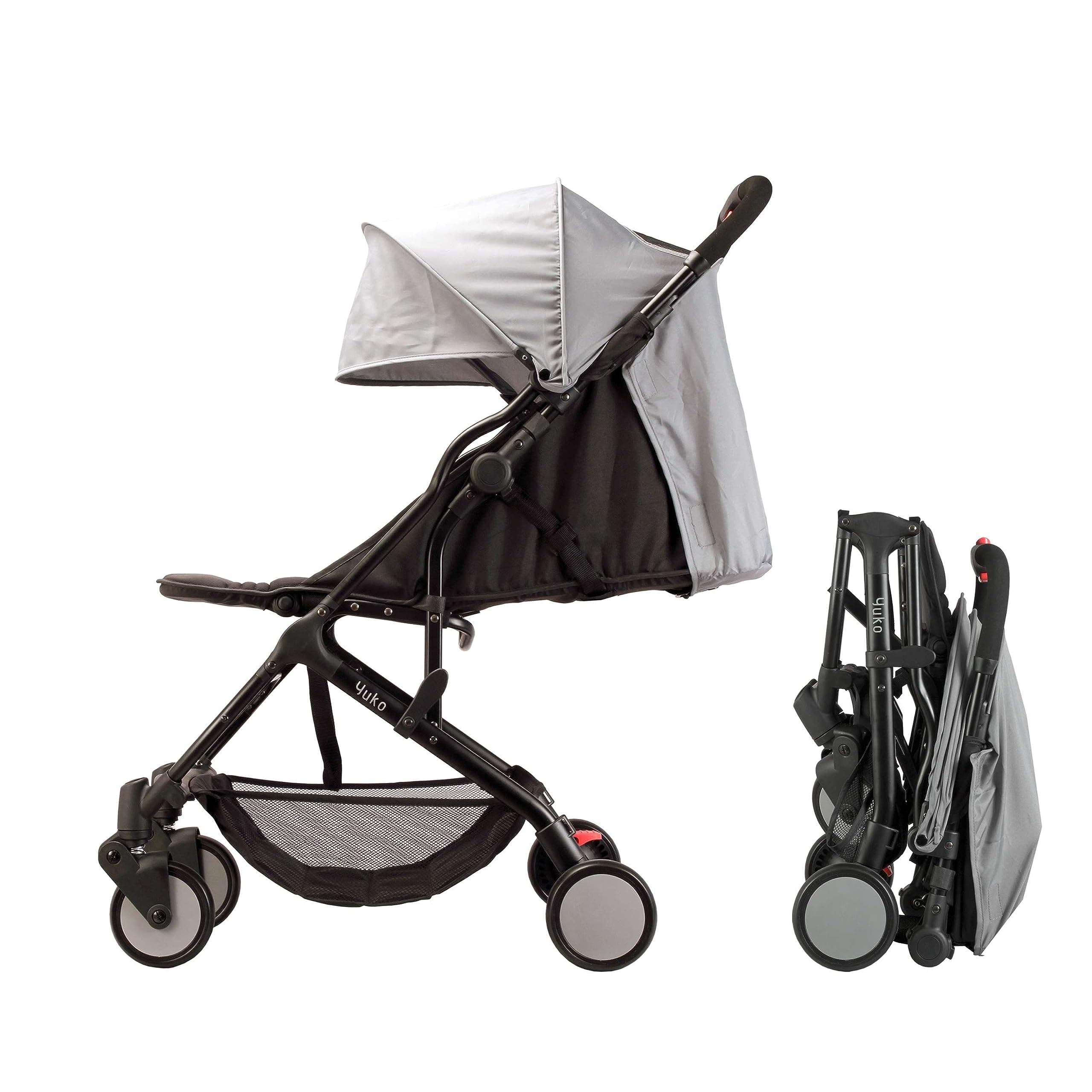 BAMBISOL - Citadine YUKO² Pushchair - Ultra Compact for Birth - Foldable with One Hand Carry Bag (Black Grey)