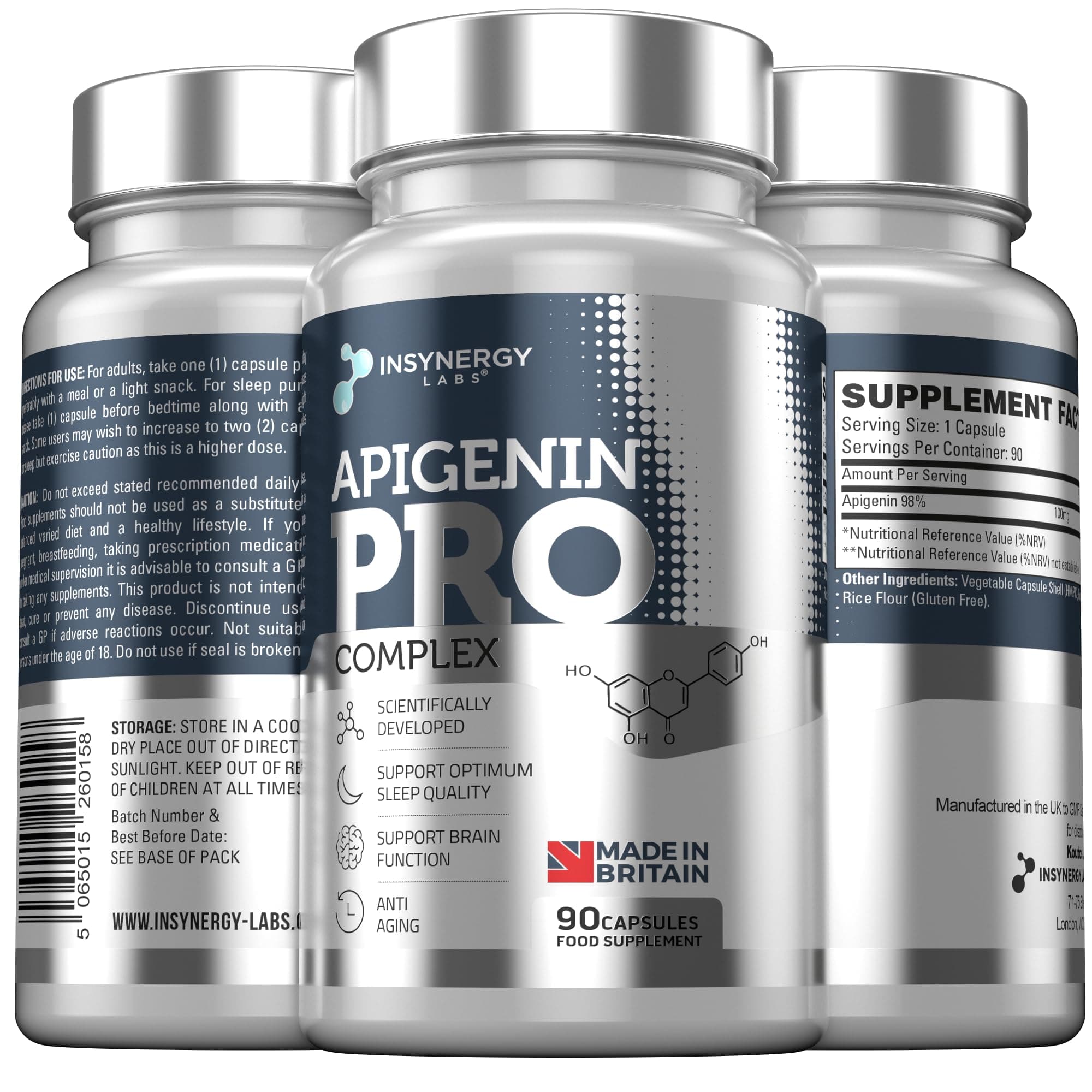 Apigenin 3 Month Supply (98% Purity) Superior Chamomile Apigenin 90 Vegan Caps, Sleep Supplement, Relaxation Support, NAD+ Booster, Sleep Aid Relaxation & Mood