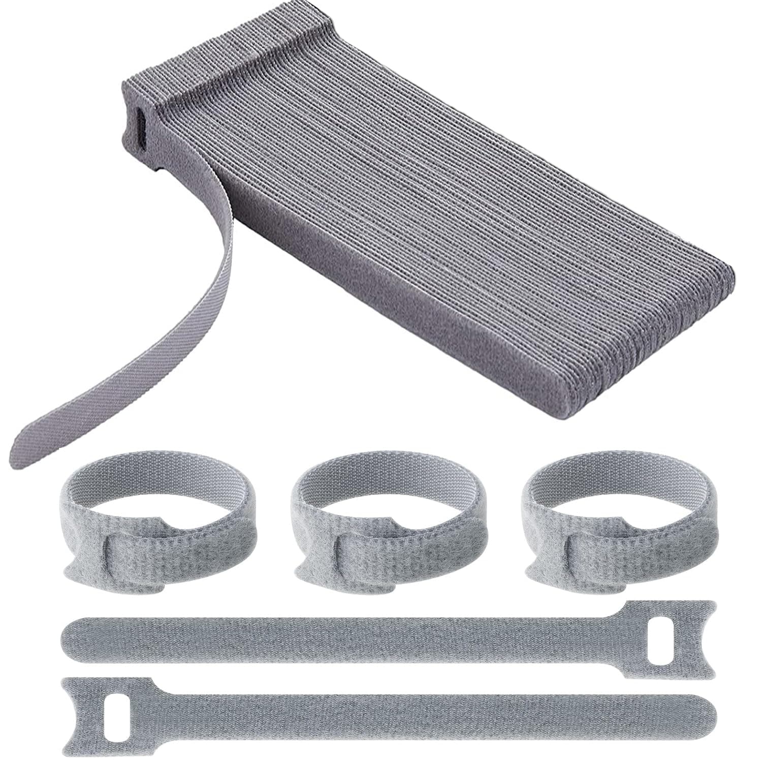 Fastening Cable Ties Reusable Premium 5-Inch Adjustable Cord Ties, 24 Pcs Cable Management Strap with Hook and Loop Cord Organizer Wire Ties for Home Office PC, TV, Charger Cables use