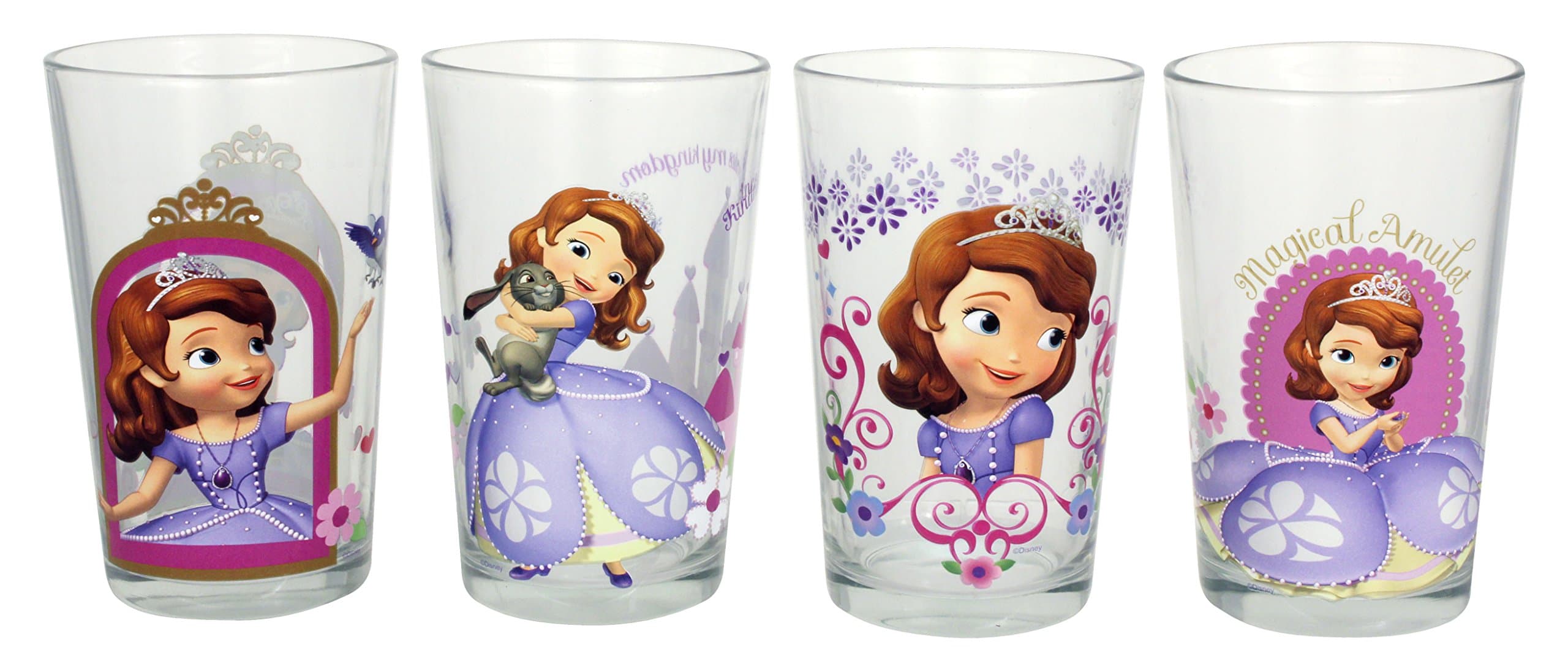 Disney Sofia the First Juice Glass, 8-Ounce, Multicolor, Set of 4